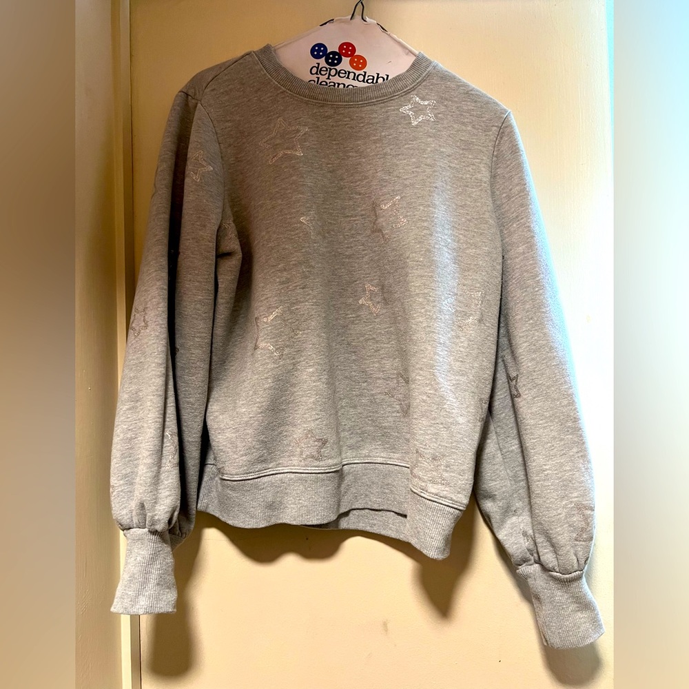 Marled Grey Sweatshirt with Silver Star Detail!